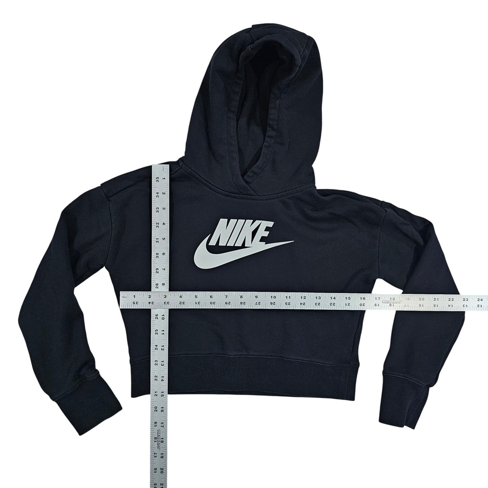 Nike Womens Large Black Futura Logo Cropped Pullover Hoodie Athletic Style - Picture 3 of 7